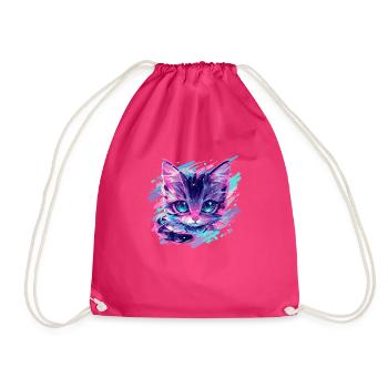 cosmic cat - Drawstring Bag - fuchsia - Front