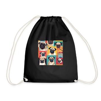 Mops Collage - Turnbeutel - Schwarz - Vorne