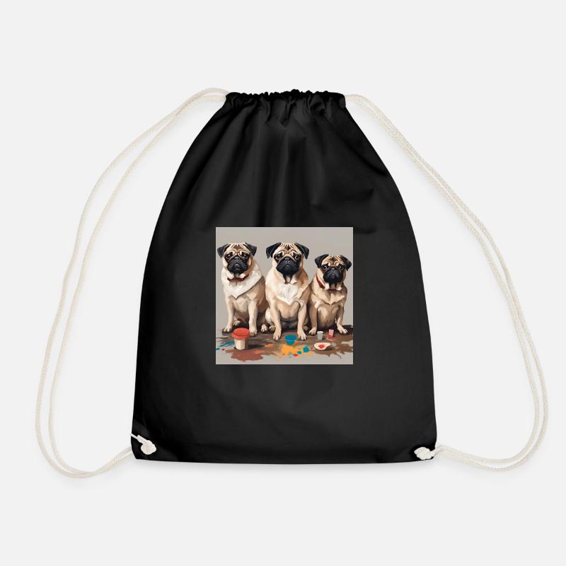 Mops Kunst Pug Art - Turnbeutel - Schwarz