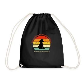 Retro Poodle - Drawstring Bag - black - Front