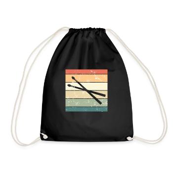Retro Drumsticks Drummer - Drawstring Bag - black - Front