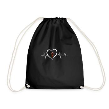 Firefighter heartbeat - Drawstring Bag - black - Front