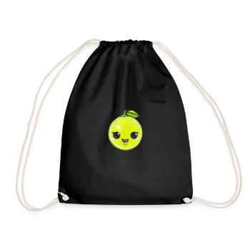 Happy lime in green cartoon style - Drawstring Bag - black - Front