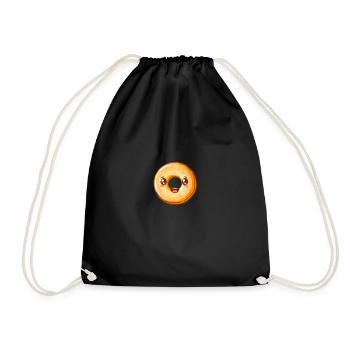 Glänzender Glasierte Donut Cartoon - Zucker-Rausch - Turnbeutel - Schwarz - Vorne