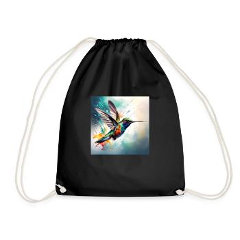 Kolibri farbig - Turnbeutel - Schwarz - Vorne