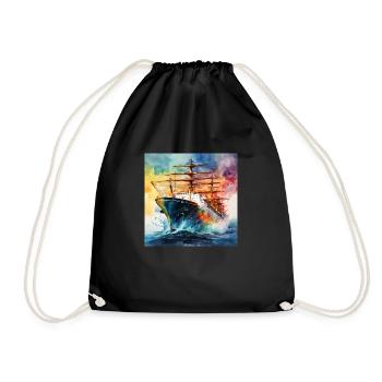 Ship Tanker - Drawstring Bag - black - Front