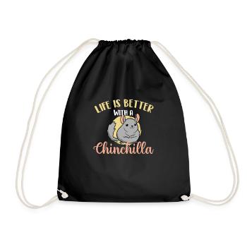 Life Is Better With A Chinchilla - Animal Lover - Drawstring Bag - black - Front