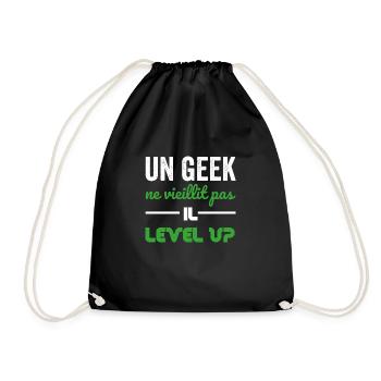 Un geek ne vieillit pas il level up - Sac de sport léger - noir - Devant