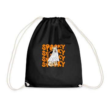 Spooky Duo: Golden Retrievers Halloween Fun - Drawstring Bag - black - Front