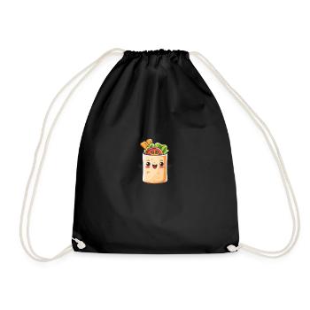 Cute Burrito Comic - Drawstring Bag - black - Front