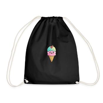 Eiscreme mit Gesicht - Turnbeutel - Schwarz - Vorne