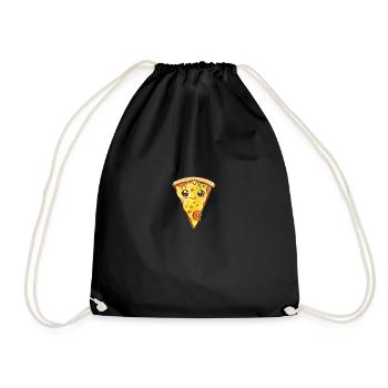 Lustige Pizza Illustration - Turnbeutel - Schwarz - Vorne