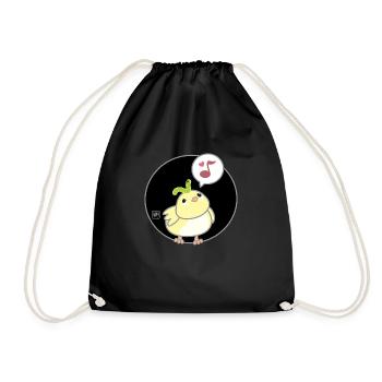 Bird Korean - Japanese Style 02 - Drawstring Bag - black - Front