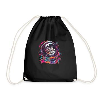 Katze mit Astronautenhelm Weltall Graffiti - Turnbeutel - Schwarz - Vorne