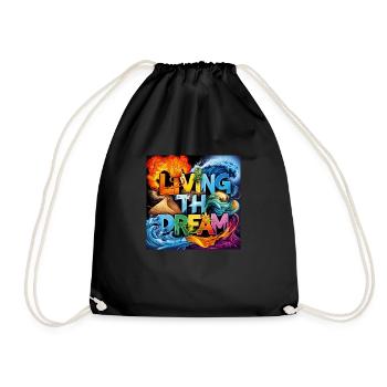 Living the Dream - Drawstring Bag - black - Front