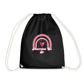 Godmother in rose rainbow gold - godmother gift - Drawstring Bag - black - Front
