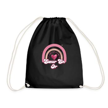 Sister in Rose Rainbow Gold - Sister Gift - Drawstring Bag - black - Front