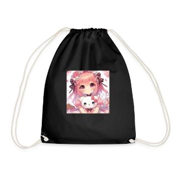 Fille dessins animés japonais mangas - Sac de sport léger - noir - Devant