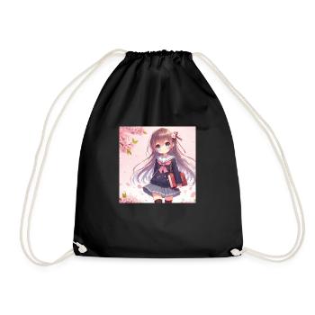 Fille dessins animés japonais mangas - Sac de sport léger - noir - Devant