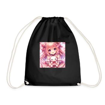 Fille dessins animés japonais mangas - Sac de sport léger - noir - Devant