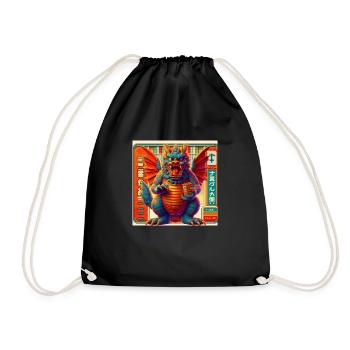 Japanese Dragon Monster - Drawstring Bag - black - Front