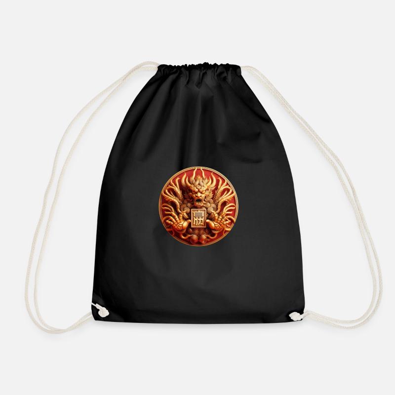 Japanese Dragon Monster - Drawstring Bag - black