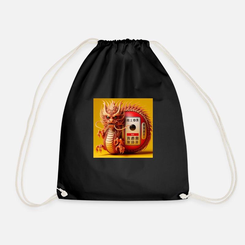 Japanese Dragon Monster - Drawstring Bag - black