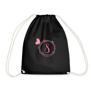 8th Birthday Butterfly and Flower Girls - Drawstring Bag - black - Front