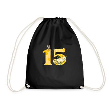 15th Anniversary Bee - Drawstring Bag - black - Front