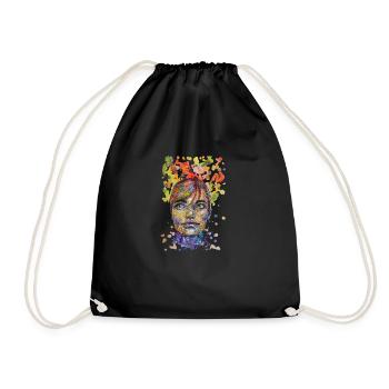 Illustration, collage, croquis, portrait, carographique - Sac de sport léger - noir - Devant