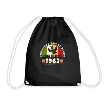 1962 Vintage Birthday Legend Gift - Drawstring Bag - black - Front