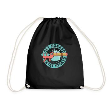 Get Soaked, Stay Stoked Water Fun Summer Squirt Gu - Drawstring Bag - black - Front