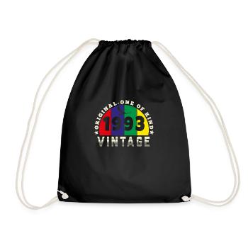 Jahrgang 1993 Retro - Bursdag - Turnbeutel - Schwarz - Vorne