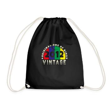 Vintage 2012 Retro - Bursdag - Drawstring Bag - black - Front