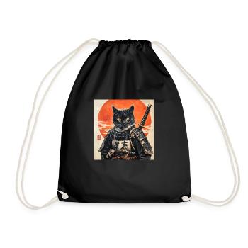Katze Samurai Japan Ukiyo-E - Turnbeutel - Schwarz - Vorne