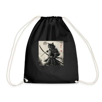 Katze Samurai Japan Ukiyo-E - Turnbeutel - Schwarz - Vorne