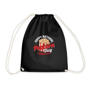 Happy National Popcorn Day - Popcorn Lover Caramel - Drawstring Bag - black - Front