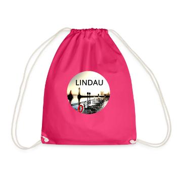 Lindau Lake Constance around February contrast water - Drawstring Bag - fuchsia - Front
