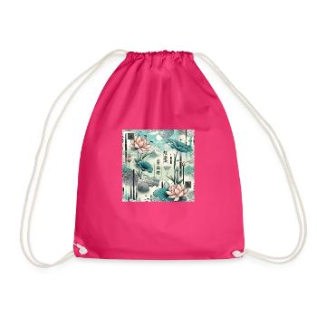 Lotus céleste et motifs asiatiques - Sac de sport léger - fuchsia - Devant