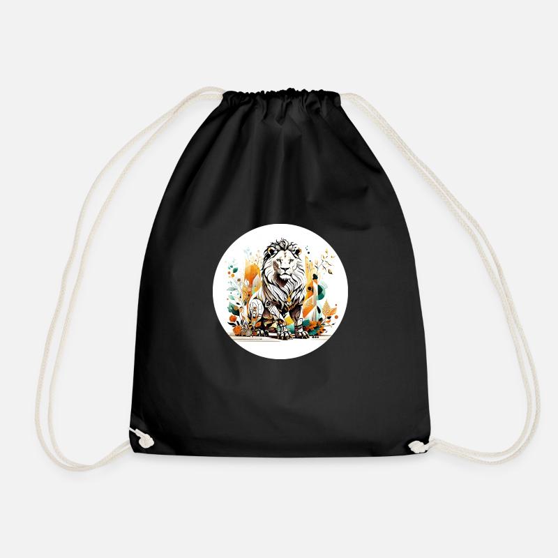 The Majestic Lion - Drawstring Bag - black