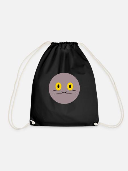 Cat's Head - Drawstring Bag - black