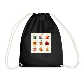 Pop Art Design: Colorful Tea Cups for Retro Fans - Drawstring Bag - black - Front