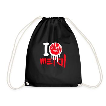 I Love Heavy Metal Hard Rock Musik Handgeste Herz - Turnbeutel - Schwarz - Vorne