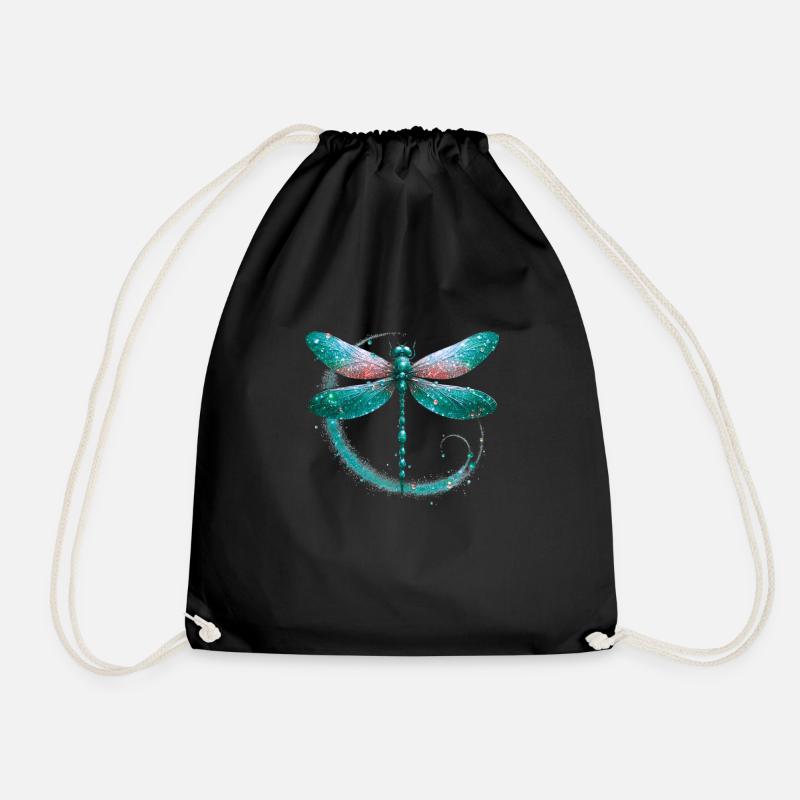 Sparkly Dragonfly - Drawstring Bag - black