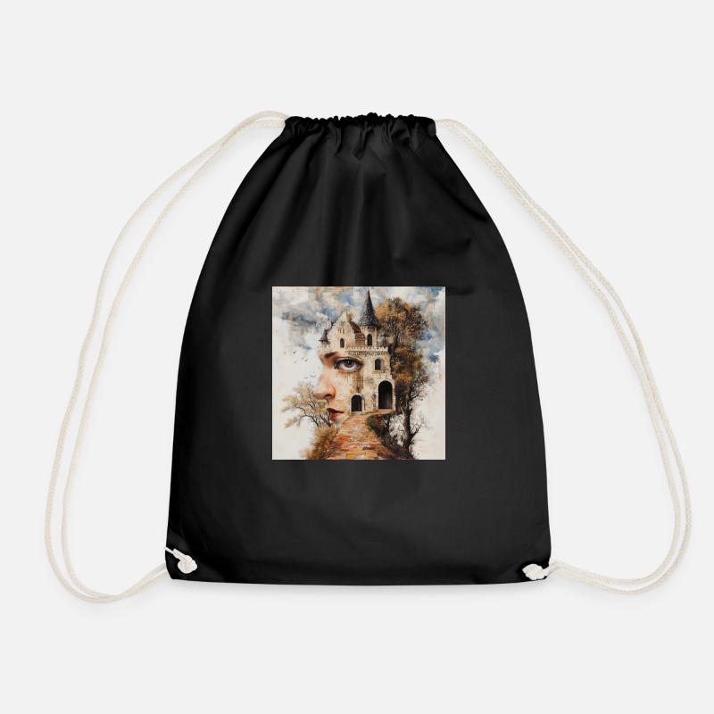 Fairy tale Castle Dream World Castle Mysticism - Drawstring Bag - black