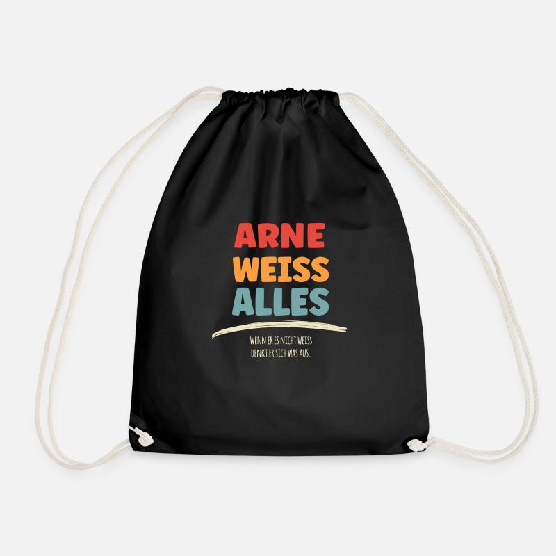 Arne weiss Alles - Turnbeutel - Schwarz