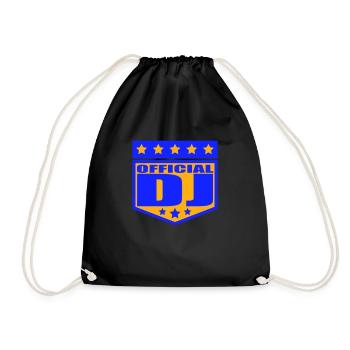 Official DJ Music Party Text Logo Star Banner - Drawstring Bag - black - Front