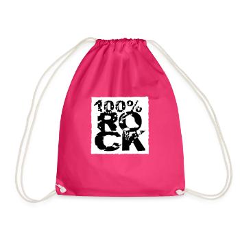 100 % Prozent Rock Heavy Metal Musik Text Logo Fun - Turnbeutel - Fuchsia - Vorne