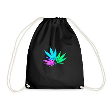 Feuilles de chanvre colorées - Sac de sport léger - noir - Devant
