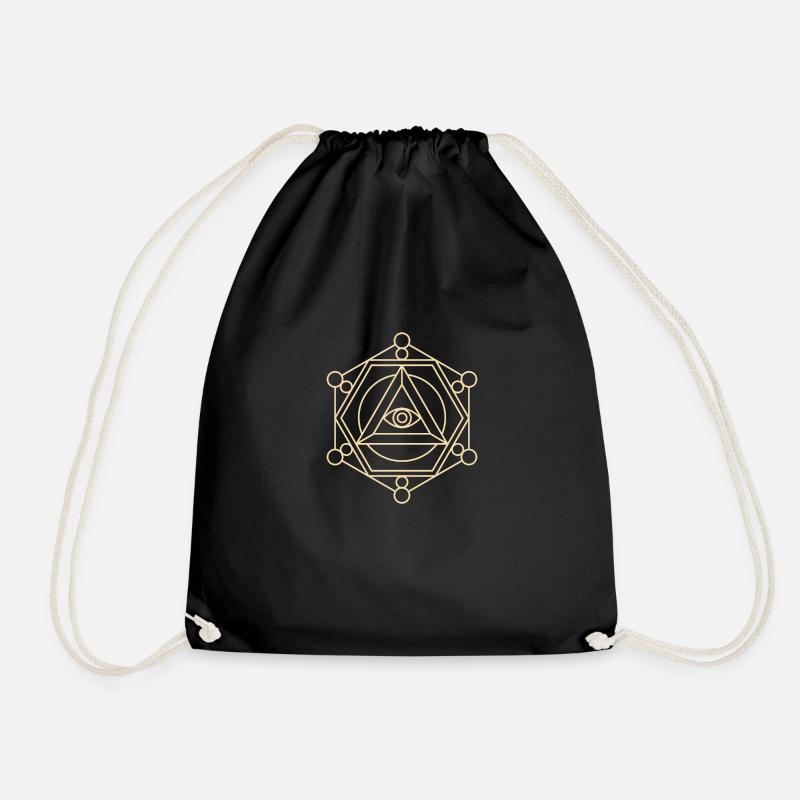 Sacred Geometry, Mandala, Geomatric Figures - Drawstring Bag - black